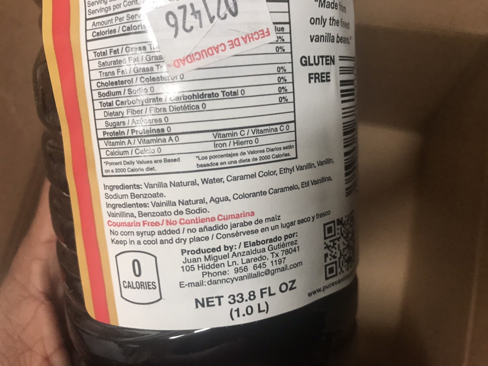 Two (2) Danncy Pure Mexican Vanilla Extract – Dark & White Color (1 Liter each)